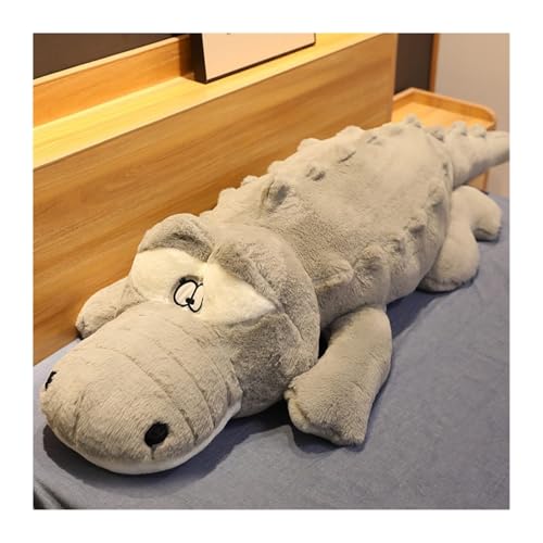 KUKUShining Niedliches Dinosaurier Plüschkissen, Weiches und Gemütliches Stofftier, Perfekt für Geburtstags- und Feiertagsgeschenke für Kinder Jungen Mädchen(Gray,90CM) von KUKUShining