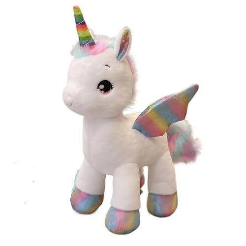 KUKUShining Niedliches Einhorn-Plüschtier, Weiches und Kuscheliges Stofftier mit Regenbogenflügeln, Perfekt für Kinder, Spielzeit und Magische Raumdekoration(White,60cm/23.6in) von KUKUShining