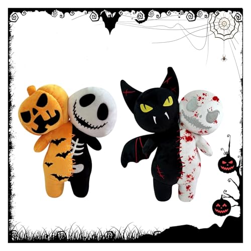 KUKUShining Plüschspielzeug Mit KürbisFledermaus Und Geist, Im Dunkeln Leuchtende Horrorfigur, Puppe, HalloweenOstergeschenkDekoration for Kinder, Jungen und Mädchen(2pcs) von KUKUShining