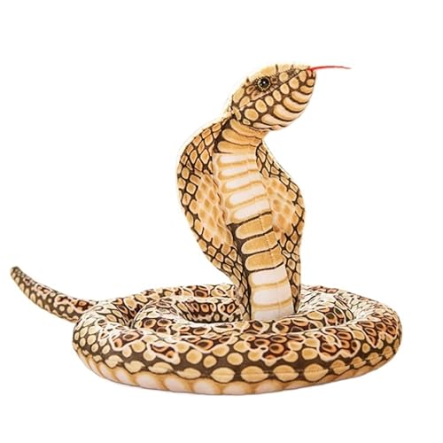 KUKUShining Realistisches Schlangen Plüschtier, Weiche Gemütliche Puppe Langes Python Nackenkissen Kissen Ornament Halloween Aprilscherz(Beige) von KUKUShining