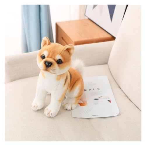 KUKUShining Realistisches Shiba Inu Hund Kuscheltier, Niedliches Welpen Plüschtier Stofftier Hund Fans und Sammler Geschenke für Jungen und Mädchen(Brown1) von KUKUShining