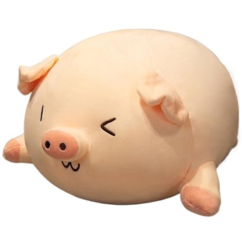 KUKUShining Schwein Plüschtier, Süßes Kuschelkissen Kawaii Bequemes Puppenkissen Heimdekoration Geschenk Für Kinder Mädchen Jungen(Blink,55cm/21.6in) von KUKUShining