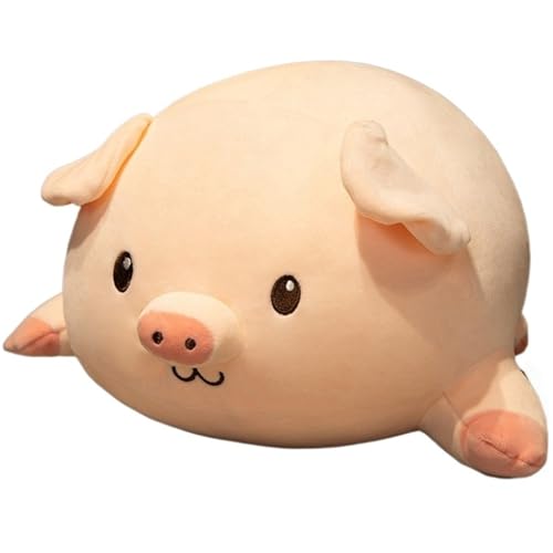 KUKUShining Schwein Plüschtier, Süßes Kuschelkissen Kawaii Bequemes Puppenkissen Heimdekoration Geschenk Für Kinder Mädchen Jungen(Round Eye,75cm/29.5in) von KUKUShining