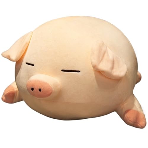 KUKUShining Schwein Plüschtier, Süßes Kuschelkissen Kawaii Bequemes Puppenkissen Heimdekoration Geschenk Für Kinder Mädchen Jungen(Squint,75cm/29.5in) von KUKUShining