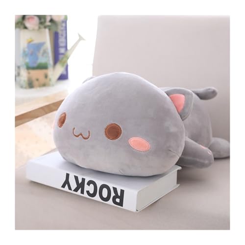 KUKUShining Süßes Katzen Plüschkissen, Weiches Kuscheltier, Kawaii Puppe Perfekt for Geburtstagsgeschenke von Kindern Jungen Mädchen(Gray-roundeye,65cm/25.6in) von KUKUShining