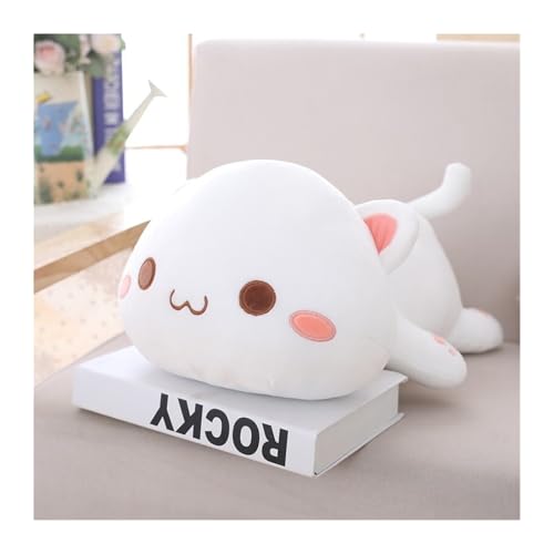 KUKUShining Süßes Katzen Plüschkissen, Weiches Kuscheltier, Kawaii Puppe Perfekt for Geburtstagsgeschenke von Kindern Jungen Mädchen(White-roundeye,65cm/25.6in) von KUKUShining