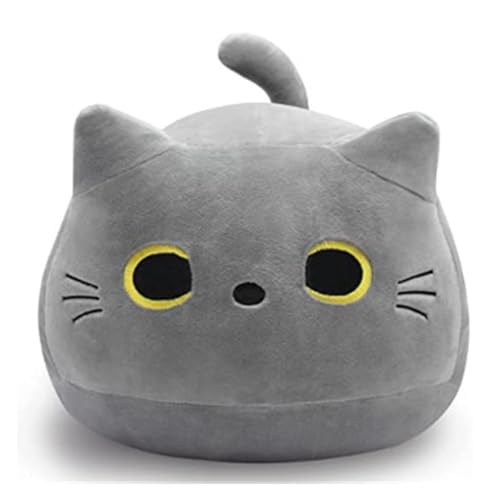 KUKUShining Süßes Katzen Plüschkissen, Weiches und Kuscheliges Stofftier, Kawaii Puppe Ideal für Kinder Jungen Mädchen Geburtstag(Gray,30cm/11.8in) von KUKUShining