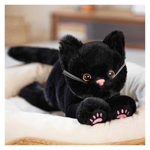 KUKUShining Süßes Katzen Plüschtier, Weiches Lebensechtes Plüschtier Puppe Realistisches Plüsch Katzen Kätzchen Spielzeug Kinder Jungen Mädchen Kinder Weihnachten Geburtstag(Black) von KUKUShining