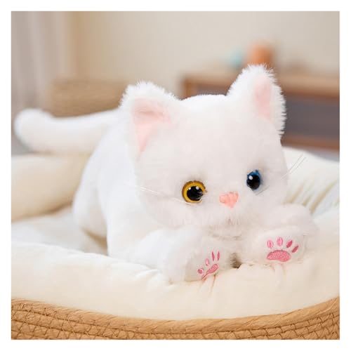 KUKUShining Süßes Katzen Plüschtier, Weiches Lebensechtes Plüschtier Puppe Realistisches Plüsch Katzen Kätzchen Spielzeug Kinder Jungen Mädchen Kinder Weihnachten Geburtstag(White) von KUKUShining