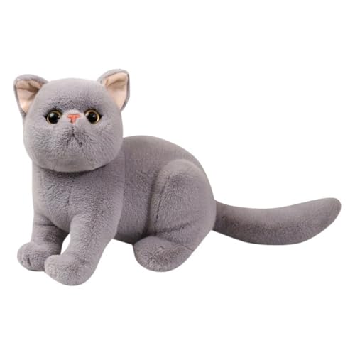 KUKUShining Süßes Kuscheltier Form Einer Katze, Simulation Weiches Lebensechtes Plüschtier Beruhigendes Umarmen Schlafendes Kindergeburtstagsgeschenk Baby Kinder Weihnachten Ostern(Gray) von KUKUShining