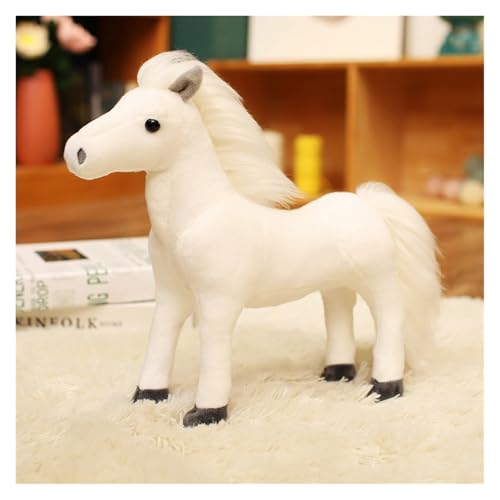 KUKUShining Süßes Plüsch Pferd, Realistisches Kuschelweiches Kawaii Plüschtier Pony Stehen Schlafzimmer Arbeitszimmer Fotografie Kinder Jungen Mädchen Weihnachten Geburtstag(White,40cm/15.7in) von KUKUShining