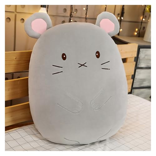 KUKUShining Weiche Kleine Maus-, Shiba Inu-, Hasen- und Dinosaurier-Plüschkissen for Kinder und Erwachsene, Ideal for Schlafzimmer, Lounges(Gray,60cm/23.9in) von KUKUShining