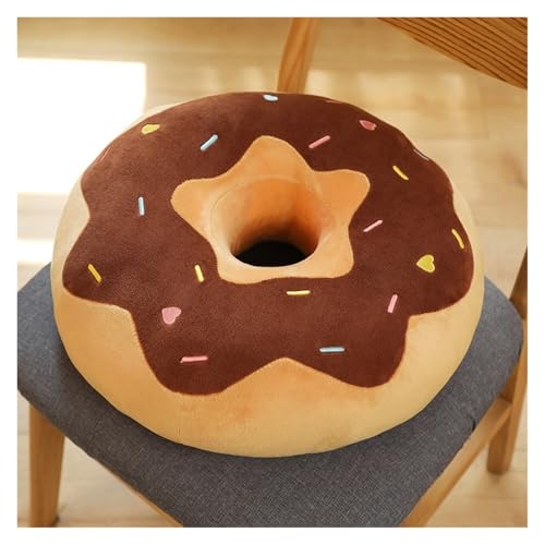 KUKUShining Weiches Donut-Plüschkissen, Süßes und Spaßiges Kissen, Ideal für Kinder, Gemütliche Spielzeit und Dekorativer Wohnakzent(Brown,58cm/22.8in) von KUKUShining