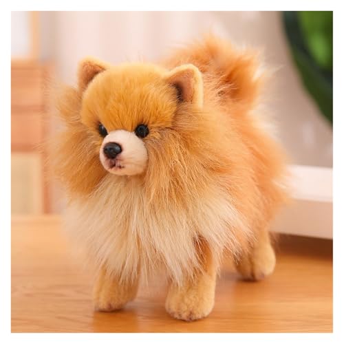 KUKUShining Soft Pomeranian Hund Kuscheltier, 23CM Niedliches Welpen Plüschtier Stofftier Kinder Ideal für gemütliches Spielen und Schlafzimmerdekoratio(BrownBomei) von KUKUShining