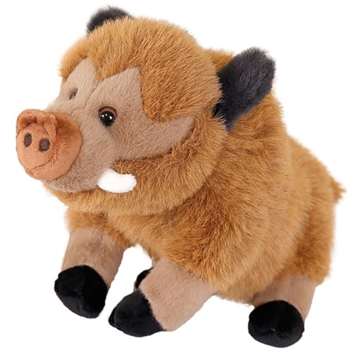 KUKUShining Wildschwein Plüschtier, Weiches Kuscheliges Stofftier Bison Spielzeug Lebensechtes Wildschwein Flauschige Kinderpuppe for Kuscheln Lieben(Brown,25cm/9.8in) von KUKUShining