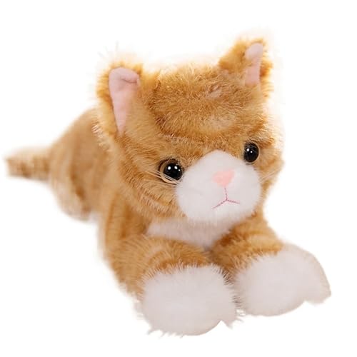 Kuscheliges Katzen Plüschtier, Süßes Realistisches Weiches Plüschtier Kätzchen Kinderzimmer Jungen Mädchen Geschenke Heimdekoration(Orange,53cm/20.86in) von KUKUShining