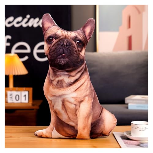 KUKUShining Lebensechtes Hunde-Plüschkissen Mit Realistischem Hund for Tierliebhaber, Perfekt for Wohnzimmer Oder Schlafzimmer, Heimdekoration und Entspannung(Frenchbulldog) von KUKUShining