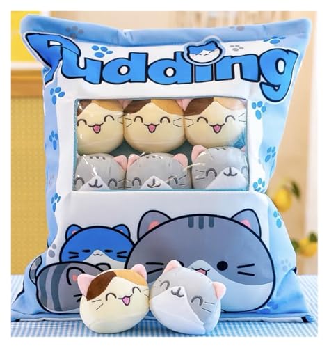 Niedliche Snack Plüsch Kissen, Pudding Plüschie, Dekorative Weiche Plüschtier Puppen Kawaii Spielzeug Für Kinder Jungen Mädchen Geburtstag Geschenke(BlueCats(Small8)) von KUKUShining