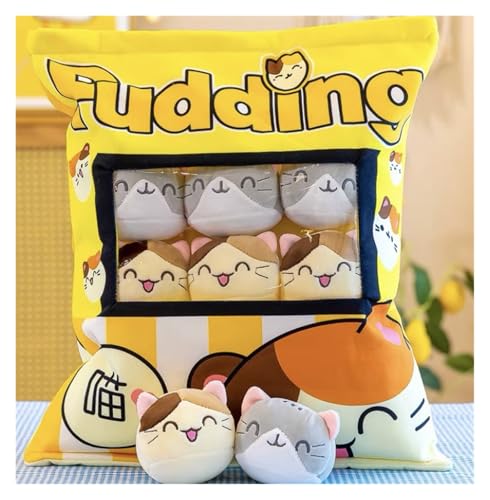 Niedliche Snack Plüsch Kissen, Pudding Plüschie, Dekorative Weiche Plüschtier Puppen Kawaii Spielzeug Für Kinder Jungen Mädchen Geburtstag Geschenke(Yellowcats(Small8)) von KUKUShining