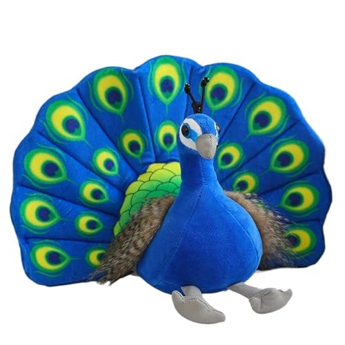 Pfauen PlüSchtier, Kuscheliges Weiches Haustierspielzeug Stofftier Figur FüR Kinder Geburtstagsgeschenke Zoo Party Dekoration(Blue) von KUKUShining