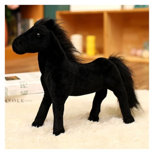 Süßes Plüsch Pferd, Realistisches Kuschelweiches Kawaii Plüschtier Pony Stehen Schlafzimmer Arbeitszimmer Fotografie Kinder Jungen Mädchen Weihnachten Geburtstag(Black,30cm/11.8in) von KUKUShining