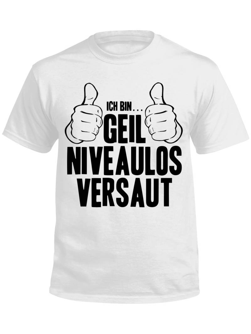 Funshirt Geil Niveaulos Versaut T-Shirt weiss-schwarz von KULTFACTOR poubelle