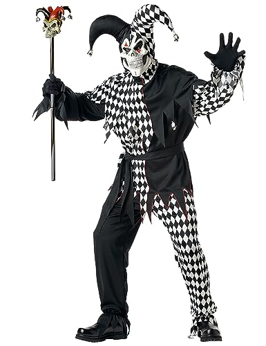 KULTFAKTOR GmbH Böser Clown-Kostüm für Herren Harlekin Halloween-Kostüm schwarz-Weiss L von KULTFAKTOR GmbH