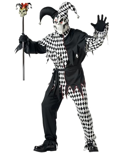 KULTFAKTOR GmbH Böser Clown-Kostüm für Herren Harlekin Halloween-Kostüm schwarz-Weiss XL von KULTFAKTOR GmbH