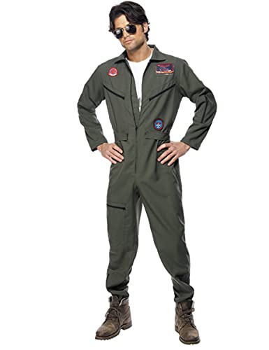 KULTFAKTOR GmbH Top Gun-Kostüm für Herren Jetpilot Kostüm Karneval Khaki M von KULTFAKTOR GmbH