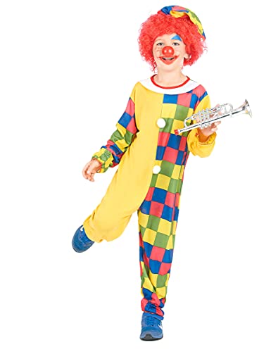 KULTFAKTOR GmbH Witziges Clown-Kinderkostüm kariert gelb-bunt 134/140 (10-12 Jahre) von KULTFAKTOR GmbH