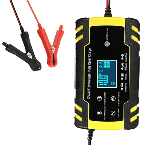 Autobatterietester, 1. 2V / 24V. Autobatterieprüfgerät. LCD Digital Battery Analyzer Autokarbuch-Diagnosewerkzeug SOH SOC CCA IR Messung for das Automotorrad , Präzise und schnell(White) von KUMIAN