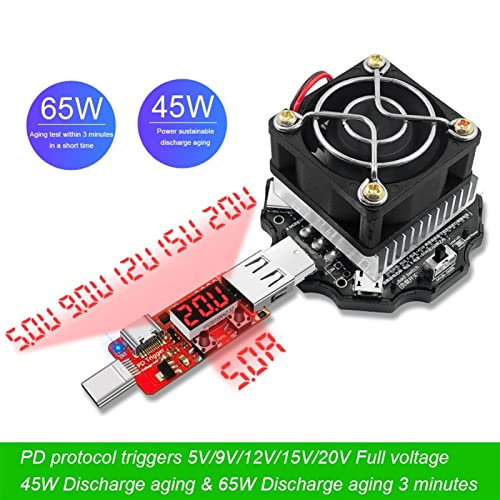 Autobatterietester, 65W Batterieprüfgerät Elektronische Last 18650 Kapazitätsüberwachungsanzeige Entladungsladung USB-Messgerät 5V 12V 24V Stromversorgung Checker, Präzise und schnell(Green) von KUMIAN