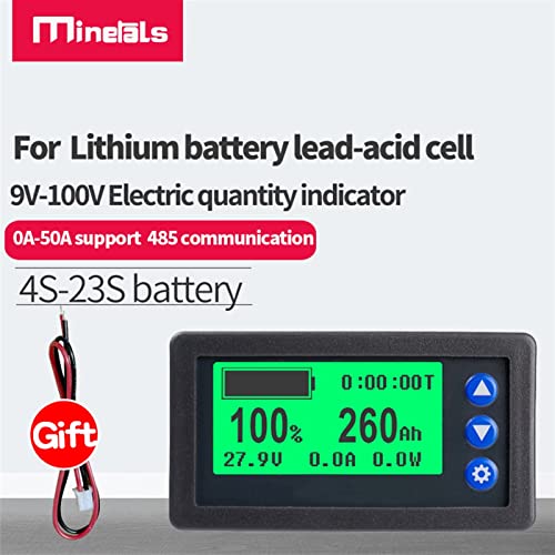 Autobatterietester, Professionelle Präzision Batteriekapazität Tester Spannung und Stromanzeige 5 0A 9V-100V Batteriezähleranzeige, Präzise und schnell(9V-100V 50A 485) von KUMIAN