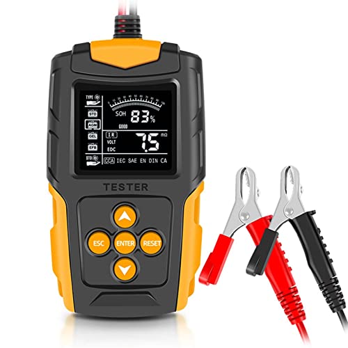 KUMIAN Autobatterietester, 1. 2V / 24V. Autobatterieprüfgerät. LCD Digital Battery Analyzer Autokarbuch-Diagnosewerkzeug SOH SOC CCA IR Messung for das Automotorrad, Präzise und schnell(Noir) von KUMIAN