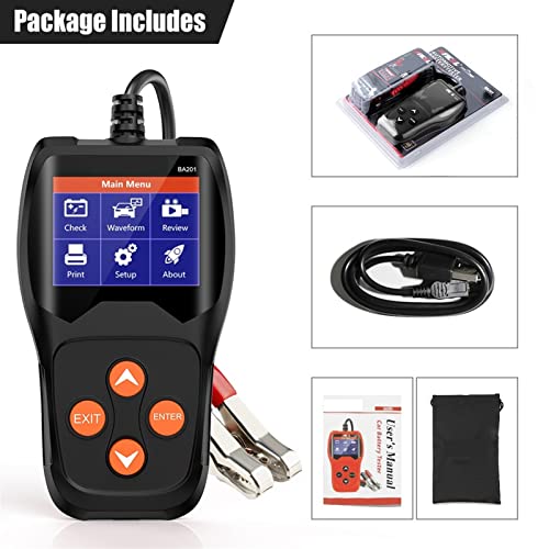 KUMIAN Autobatterietester, BA201. Auto-Batterie-Tester 12V 100 bis 200 0cca 12. Volt Battery Tools for das Auto Schnelles Cranking-Ladediagnostik-Tester, Präzise und schnell(Negro) von KUMIAN