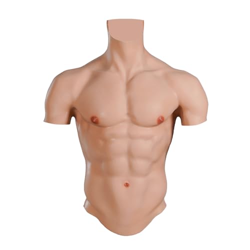 KUMIHO Muskel Kostüm Herren Body Builder Kostüm Realistische Sixpack Kostüm Elfenbein von KUMIHO