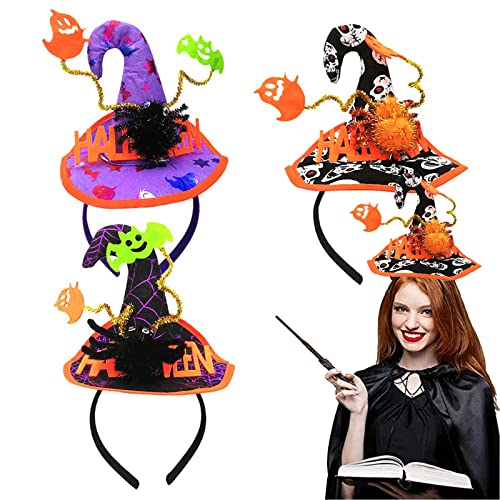 KUNHUI Hexenhut Schläger Stirnband, 3 Stück Halloween Hexe Schläger Haarschmuck Stirnbänder, Halloween Dekoration für Karneval Maskerade Halloween Party Cosplay Dress-up von KUNHUI