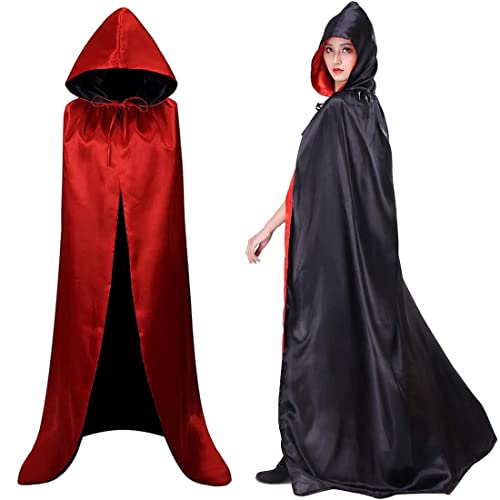 Vampir Umhang, Vampire Kostüm Umhang Schwarz Rot Doppelseitig für Devil Piraten Vampir Dämonen Umhang, Cosplay Halloween Kinder Dracula Cosplay Kostüm,Unisex Cosplay Kostüme(140cm) von KUNHUI