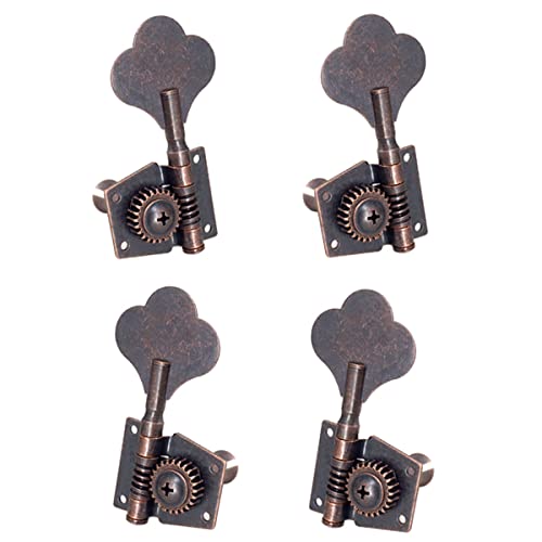 KUNLONGSKY Gitarre Vintage Open Bass Gitarre Tuning Key Pegs Mechaniken Tuners 2L2R für 4 Saiten Bass Rot Bronze von KUNLONGSKY