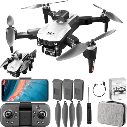 KUNOQXHA S2S Drohne mit Kamera 1080P, Bürstenloser Motor Drohne für Kinder Anfänger WiFi FPV RC Quadrocopter mit 3 Batterien 60 Minuten Flugzeit Auto-Hover 3D-Flips Headless Modus Trajektorienflug von KUNOQXHA