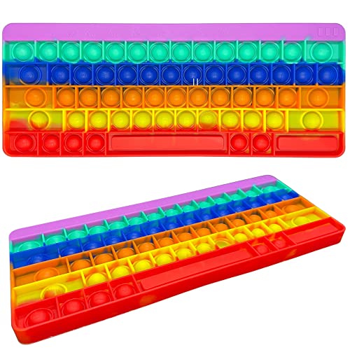 KUNSTIFY XXL POP Tastatur Regenbogen Fidget Toy Spielzeug für Kinder Anti Stress Pop Keyboard Buchstaben groß Fidget Toy Set Bubble Push pop XXL Regenbogen (XXL Tastatur) von KUNSTIFY