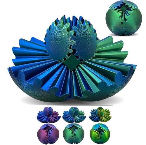 Gear Ball 3D Printed Spin Cube Sphere Stress Fidget Sensory Toy für Anxietys Relief Lernspielzeug Mitgebsel Kindergeburtstag Kleinigkeiten Halloween Jungen Und Mädchen Blau Grün von KUOL-KIDS