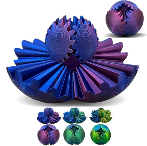 Gear Ball 3D Printed Spin Cube Sphere Stress Fidget Sensory Toy für Anxietys Relief Lernspielzeug Mitgebsel Kindergeburtstag Kleinigkeiten Halloween Jungen und Mädchen Lila Blau von KUOL-KIDS