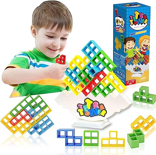 KUOL-KIDS 96 PCS Tetra Tower Balance Spielzeug Kleinkinder Spiel Baby Sensorisches Montessori Lernspielzeug Kinderspielzeug Geschenke Kinder Geburtstagsgeschenk für Jungen Mädchen ab 3 4 5 6 7 Jahre von KUOL-KIDS