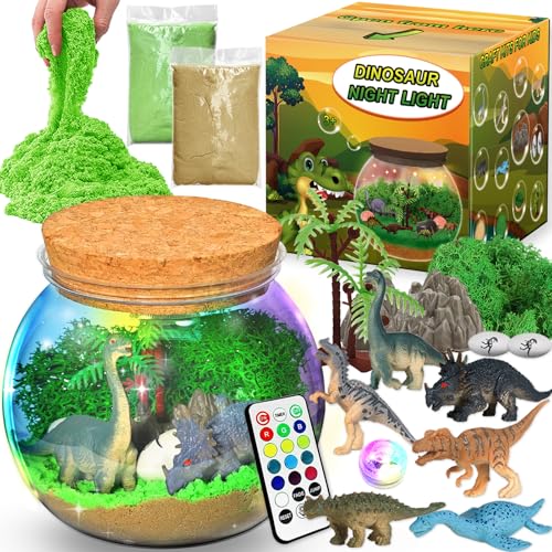 Dinosaurier Terrarium Set, Dinosaurier Spielzeug ab 4, 5, 6, 7, 8-12 Jahre, Basteln Sie Ihr Eigenes Dinosaurier Nachtlicht, Dinosaurier Geschenke Dino Bastelset für Kinder Jungen von KUPITM6