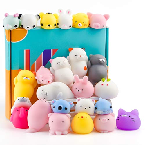 KUUQA 25Pcs Cute Squeeze Animal Toys Squishies Panda Cat Paw Mini Soft Squeeze Stressabbau Spielzeug für Geburtstagsfeier Ostereierfüller Goodie Bag Stuffers von KUUQA