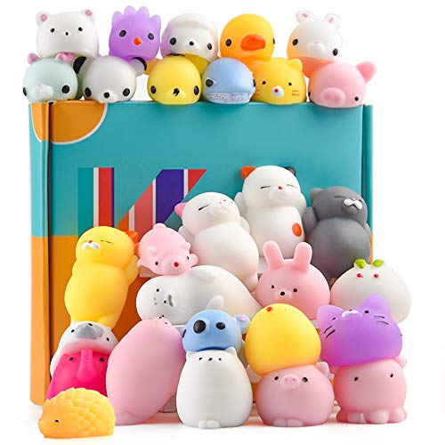 KUUQA 30 Stück Spielzeug Tiere Squishies Squeeze Easter Egg Füller, Kaninchen niedlich Mini Panda Katze Weich Stress Relief Squeeze Spielzeug für Kinder Geburtstag Party Favors Goodie Bag Stuffers von KUUQA