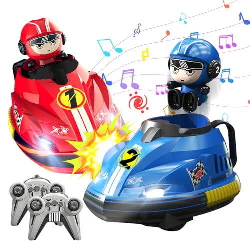 KUWUNG 2 Stück Autoscooter Ferngesteuert Kinder, RC Bumper Cars mit Licht und Musik, Ferngesteuertes Auto, RC Autoscooter Spielzeug für Jungen und Mädchen von KUWUNG