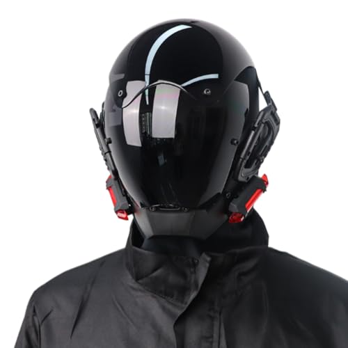 KUWUNG Cyberpunk Helm mit LED Lichtern, Cyberpunk Maske, Futuristische Maske USB-Aufladung, Coole Maske Cosplay für Erwachsene Halloween Party Coolplay, Geeignet Party Musik Festival von KUWUNG