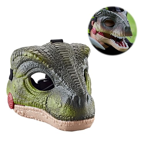 KUWUNG Dino-Maske, beweglicher Kiefer, Hartplastik, Dinosaurier-Maske, realistische Dino-Kopfmaske, Kostüm mit beweglichem Mund und Dinosaurier-Schrei, Halloween-Gesichtsmaske für Party, Cosplay, von KUWUNG